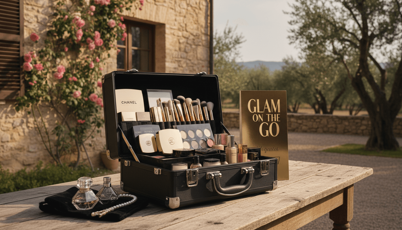 Makeup artist travel case with luxury cosmetics